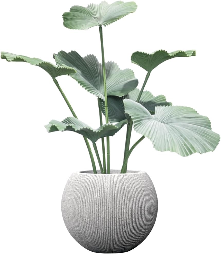 11.8 H x 14.5" Dia (10" Pot Opening) Plastic Beige Round Planters for Outdoor Plants, Resin Flower Pot for Indoor and Outdoor Plants, Plant Pot with Drainage Holes and Plug for Home Patio Garden