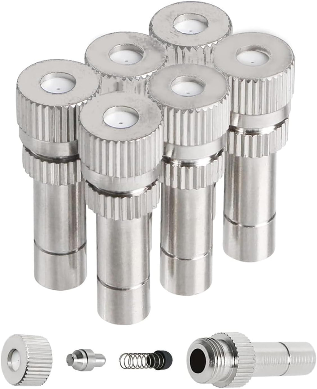 20pcs Brass Mister Nozzles, 6mm Misting Nozzles for Outdoor Cooling System, Landscaping, Air Humidification, Greenhouse Irrigation (without Filter, 0.016"/0.4mm Orifice)