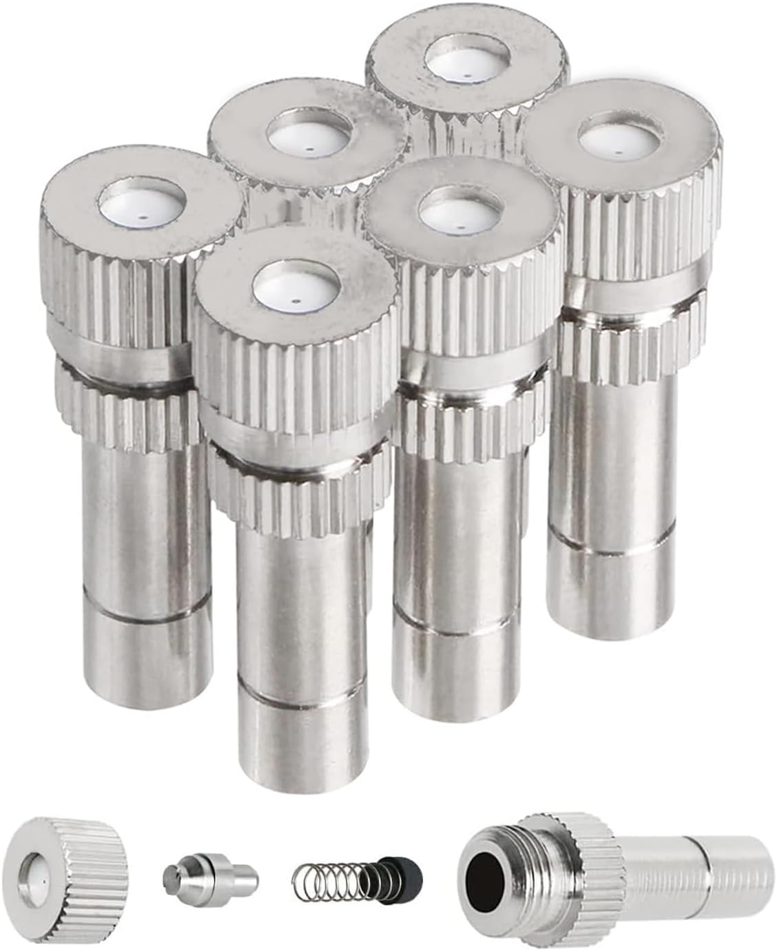 20pcs Brass Mister Nozzles, 6mm Misting Nozzles for Outdoor Cooling System, Landscaping, Air Humidification, Greenhouse Irrigation (without Filter, 0.012"/0.3mm Orifice)