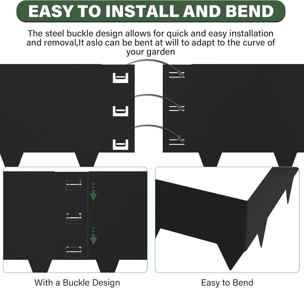 6-Pack Metal Landscape Edging,12 inch Depth 20 ft Total Length,Black Powder Coated Metal Edging for Landscaping,Yard, Garden, Lawn