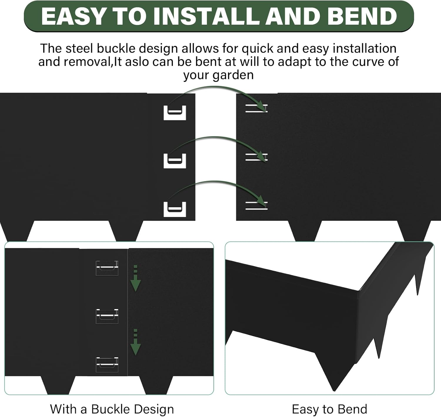 6-Pack Metal Landscape Edging,12 inch Depth 20 ft Total Length,Black Powder Coated Metal Edging for Landscaping,Yard, Garden, Lawn