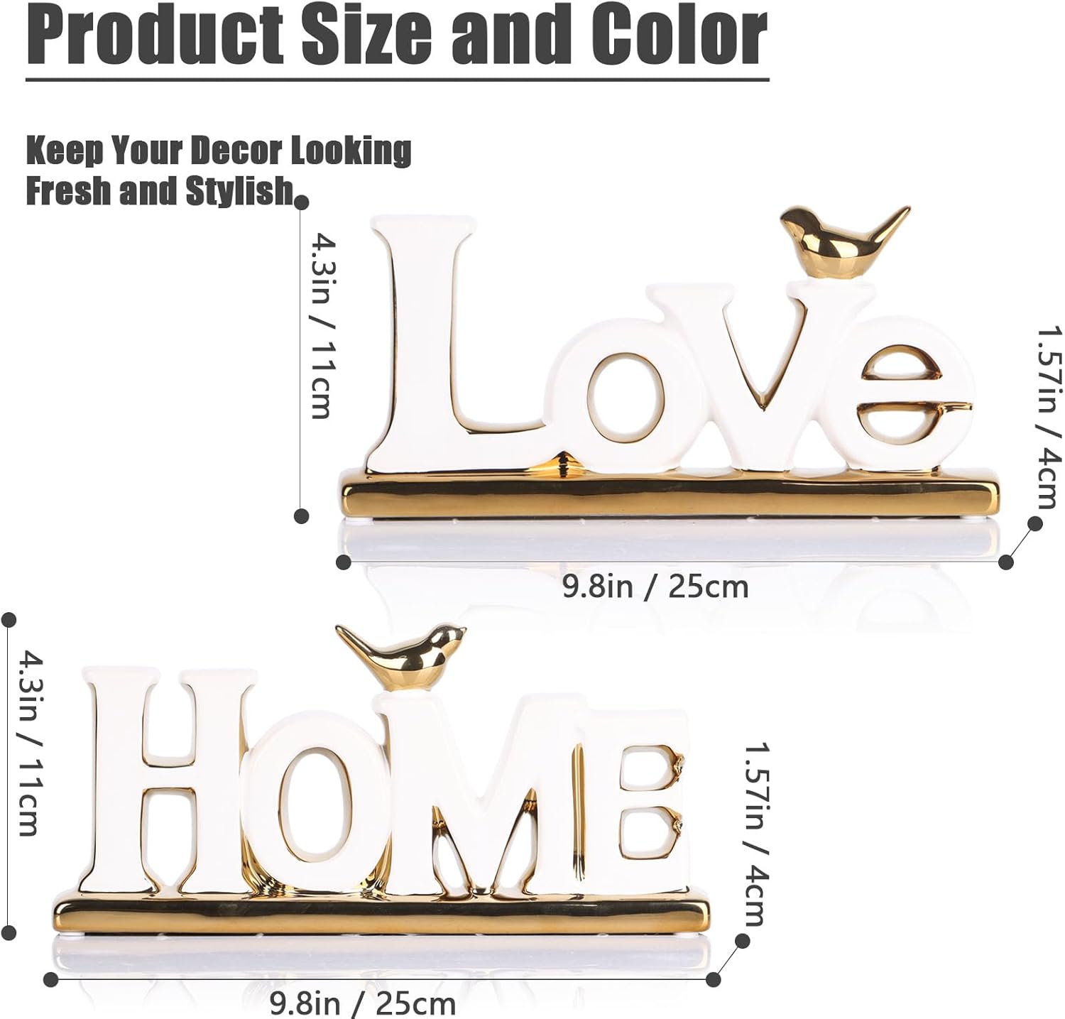 White and Gold Decor Statue - Home and Love Sign Decoration - Gold Bird with Home Sculpture - Figurine Decorative Ornaments for Living Room, Bedroom, Desktop, Cabinets