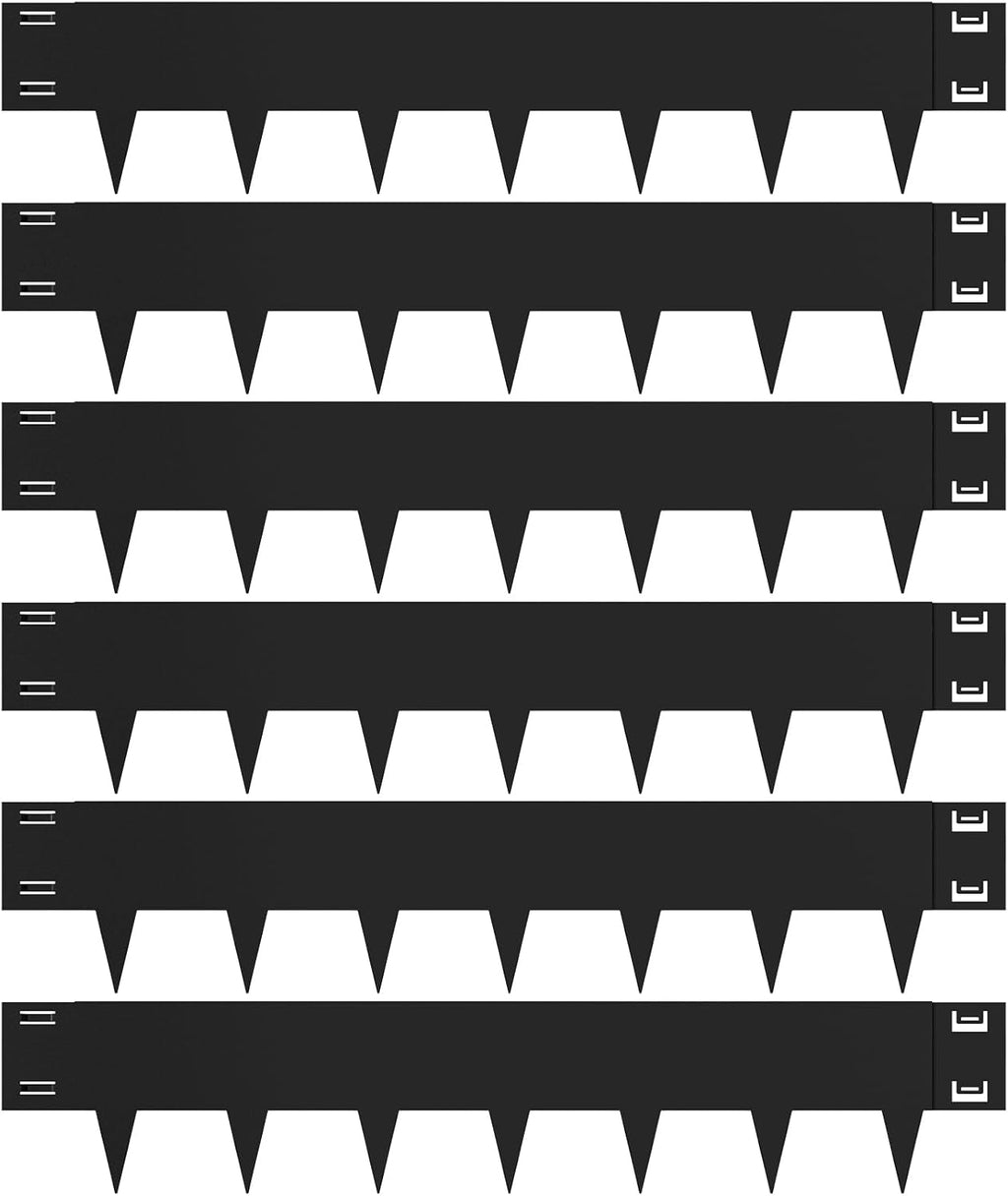 Black Steel Landscape Edging - 6 Pack, 40" L x 10" H Each (20ft Total), Bendable Metal Edging for Yard, Garden, Lawn