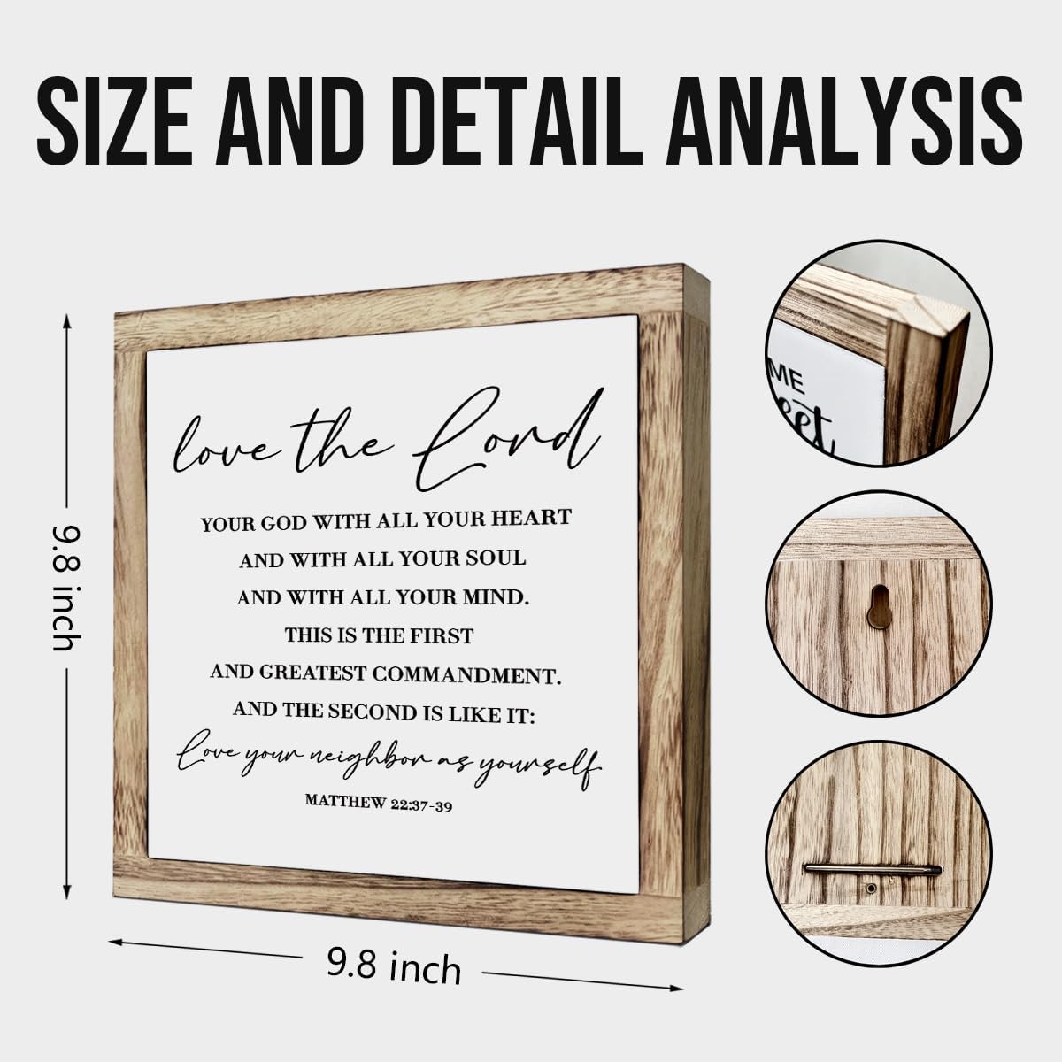 Scripture Sign - Matthew 22:37-39, Love Your Lord - Wooden Plaque, Farmhouse Table Decor, Christian Gift