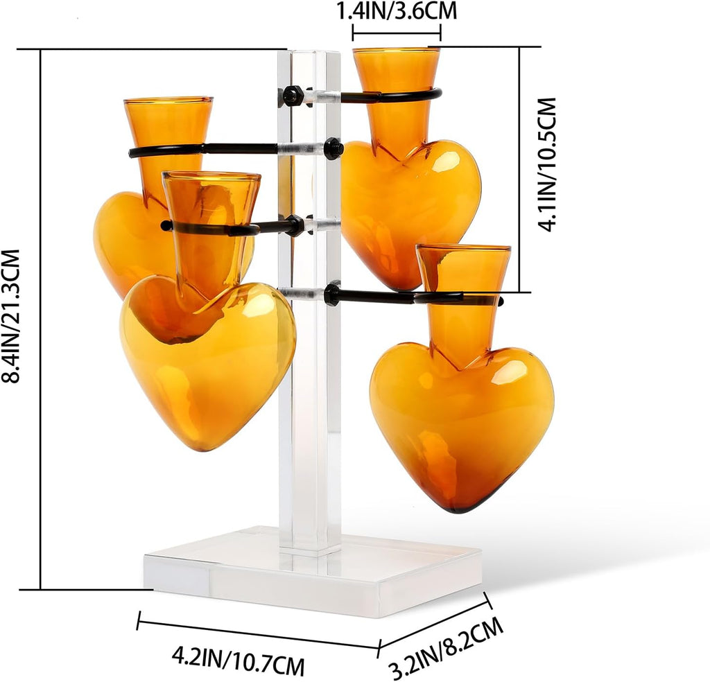 Clear Plants Propagation Stations Terrarium Kit Birthday Gift for Women for Indoor Home Office Decor Acrylic Plant Accessories - 4 Love Hear Vase