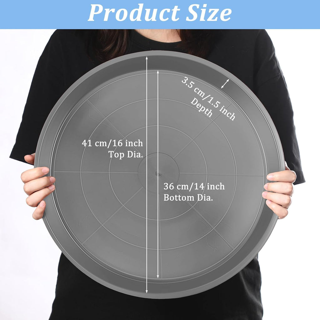 Eccliy 12 Pcs Plastic Plant Saucers Round Plant Tray Large Flower Pot Heavy Duty Planter Water Trays Thick Planter Drip Saucers for Indoors and Outdoors(16 Inch,Gray)