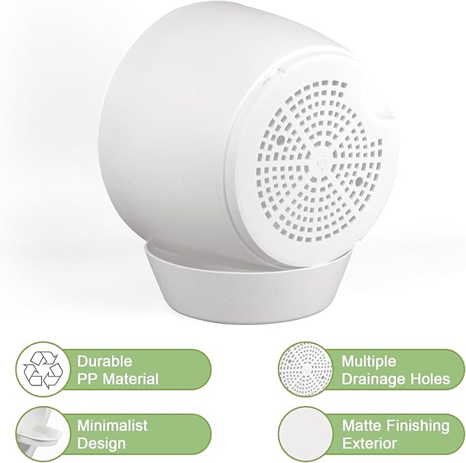 10/9/8 inch Medium Self Watering Pots, Plant Pots with Mesh Drainage Holes for Indoor Outdoor Garden Plants, Flower Pots with Removable Reservoir, Set of 3 Plastic Planters, White