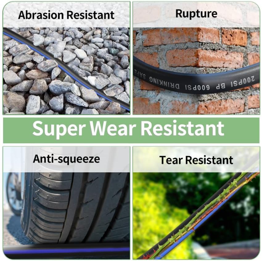 100 FT Garden Hose, Flexible No Kink Heavy Duty Garden Water Hose Flex Copper Bullet Collapsible Washer Rubber Hose 5/8" Soft Lightweight Outdoor Waterhose Manguera Para Jardin