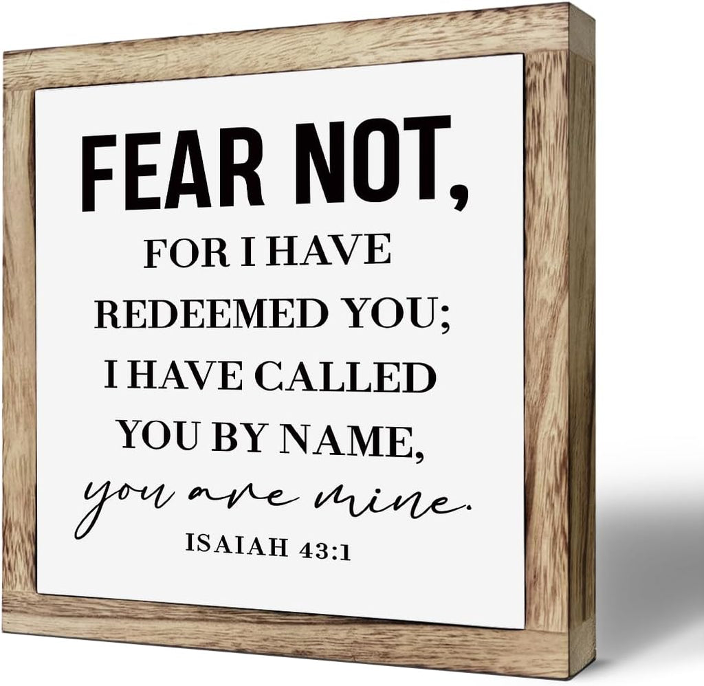 SUSZDOU Scripture Sign, Isaiah 43:1, Rustic Wooden Plaque, 9.8x9.8 Inch, Pine, Tabletop Decor