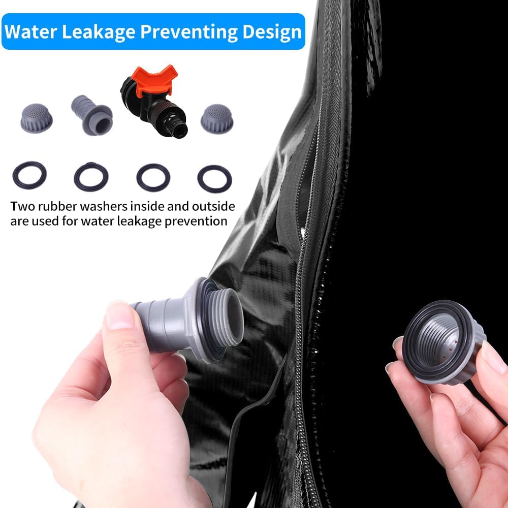 100 Gallon Collapsible Rain Barrel, Portable Rainwater Collection System, Water Storage Tank, Rain Catcher Barrel with Two Spigots and Overflow Kit, Rain Water Barrel Collector for Garden, Black