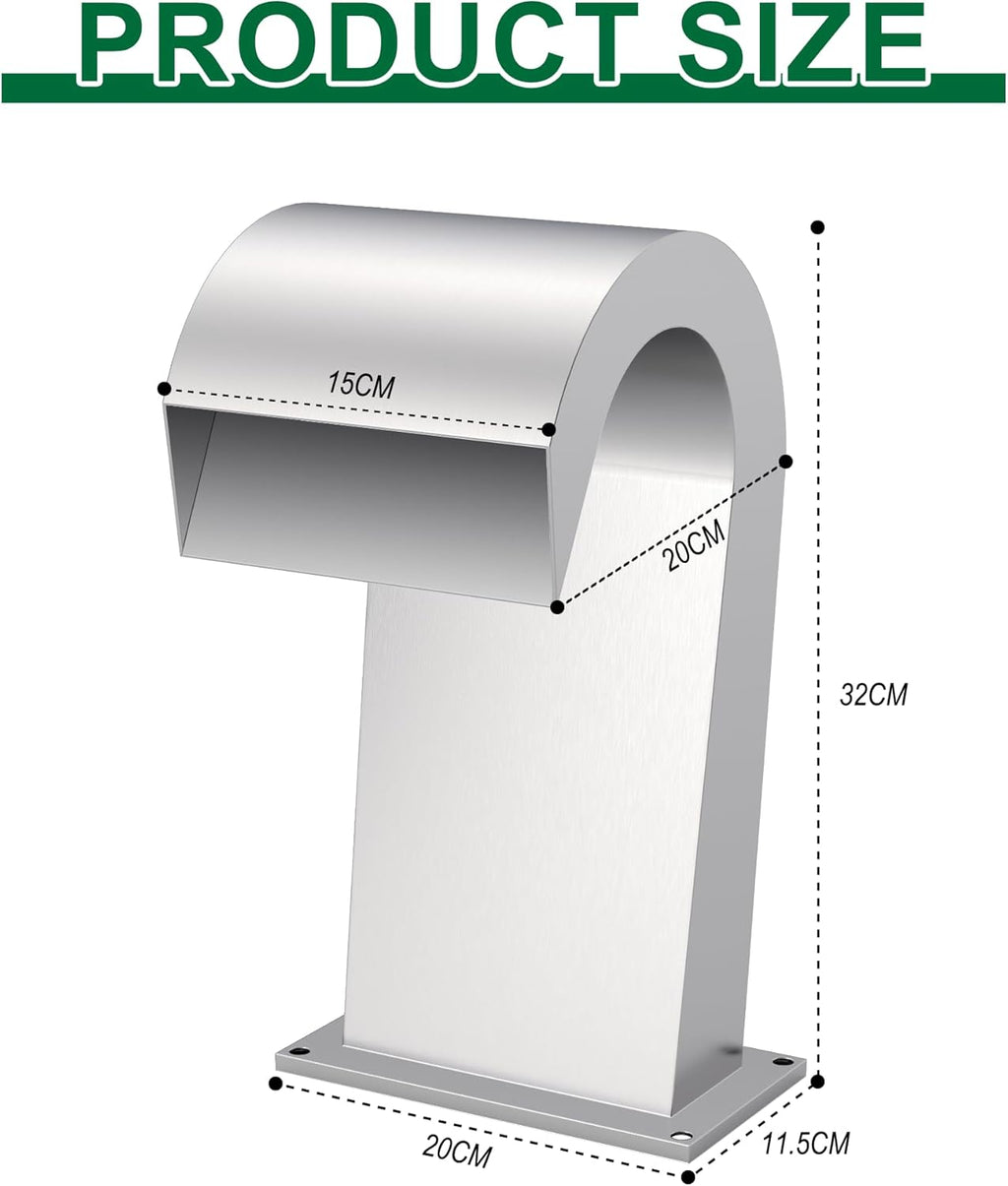 S-Shape Waterfall Spillway Ground Pool Fountain, LONGRUNNEW 304 Stainless Steel Outdoor Water Featur 14.09" x 9.57" x 10.04" for Garden Decor, Landscape Accents & Patio Pond Water Feature-Small