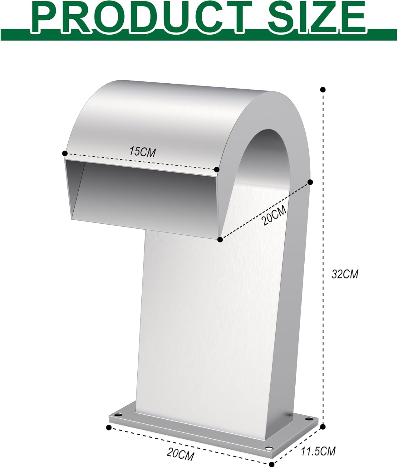 S-Shape Waterfall Spillway Ground Pool Fountain, LONGRUNNEW 304 Stainless Steel Outdoor Water Featur 14.09" x 9.57" x 10.04" for Garden Decor, Landscape Accents & Patio Pond Water Feature-Small