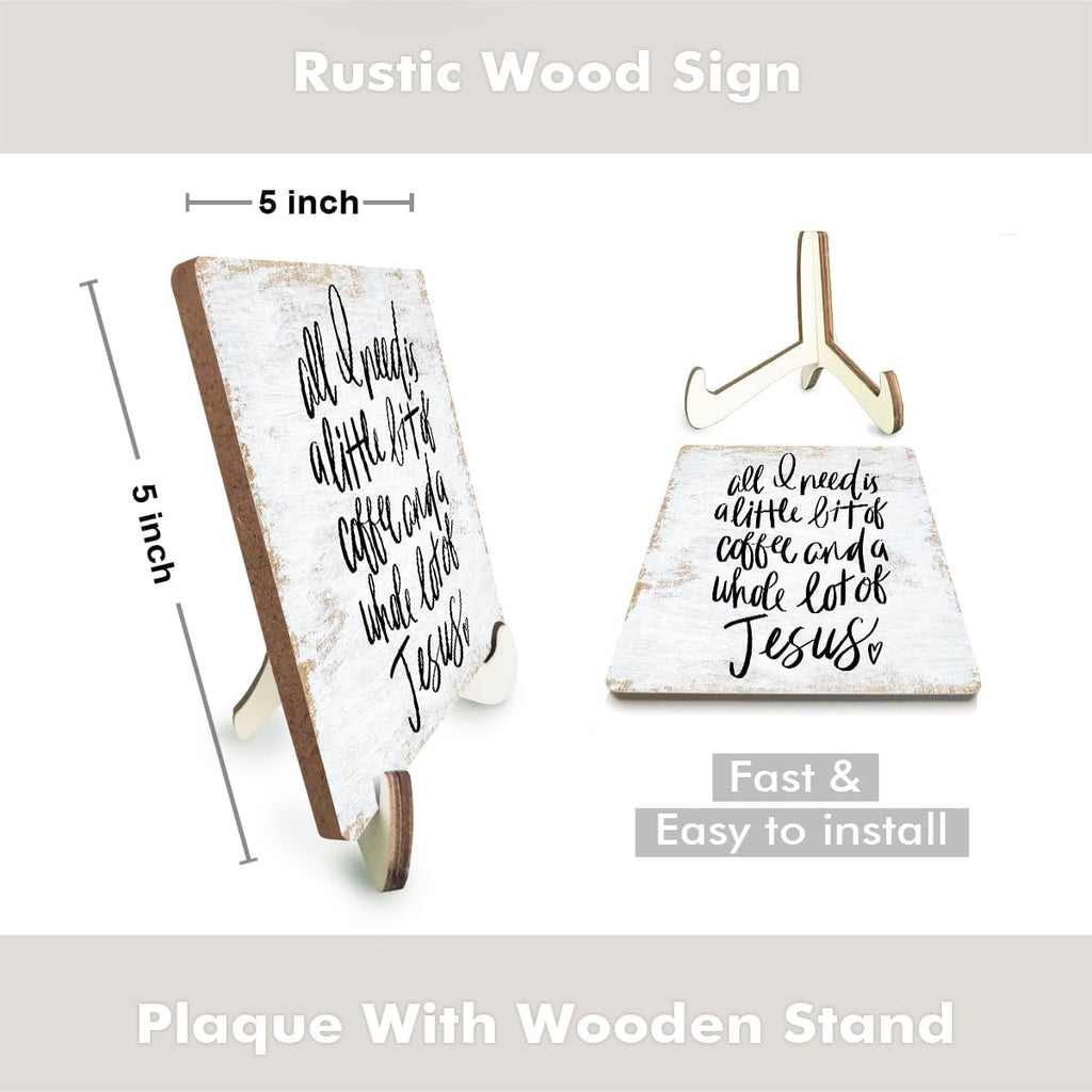 Inspirational Wood Sign Rustic Desk Decor Home Cubicle Office Decor Work Table Office Accessories Decorative Christian Religious Bible Verse Faith Decorations Office Supplies Cubicle Decor