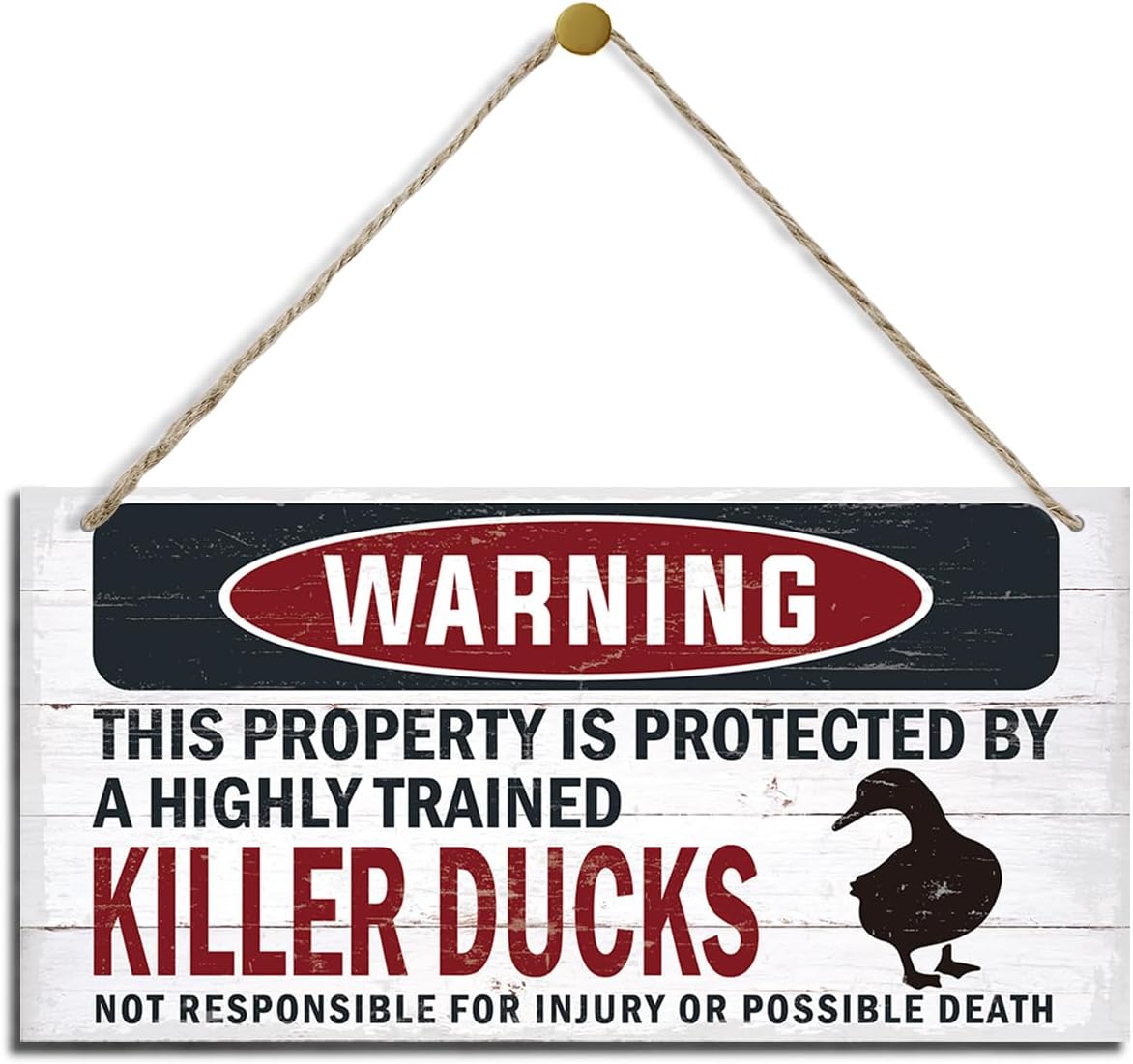 Warning Sign, Killer Ducks Warning Wood Plaque Sign, Funny Door Signs, Decorative Wood Hanging Suspension Plaque, Farmhouse Wooden Wall Decor, Outdoor Hanging Wooden Signs