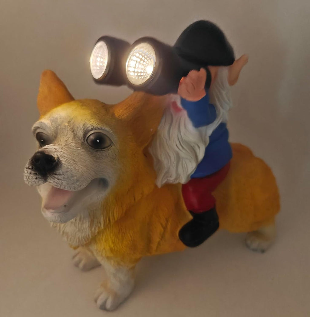 Solar Garden Outdoor Statues Cute Solar Light Christmas Decor Lawn Decor Patio Balcony Yard Ornament Unique Housewarming Gifts Ideal Gifts for Women, Mom or Birthdays (Blue gnome)