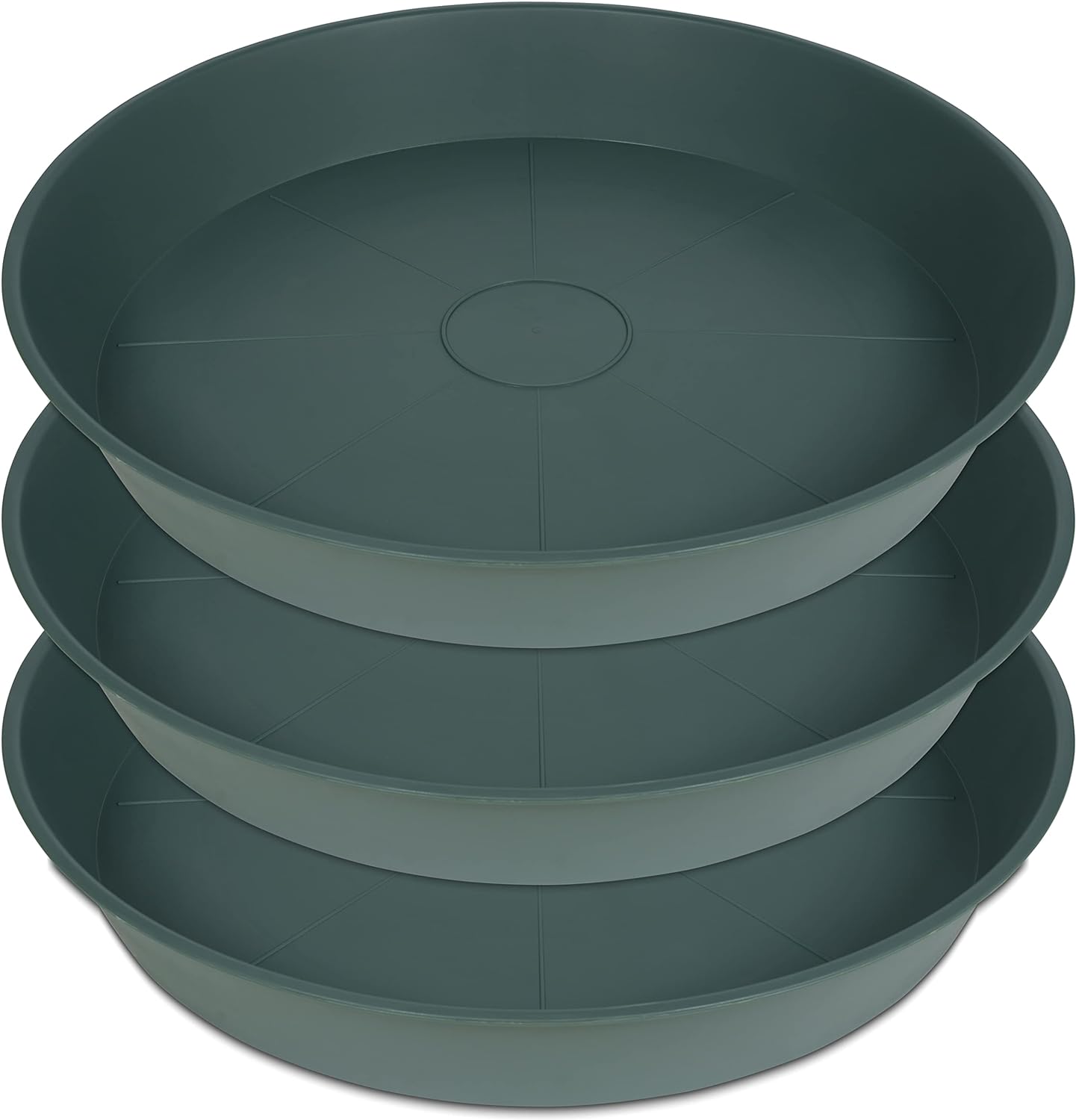 3 Pack of 20 22 inch Plant Saucer (19.2 Inch Base), 3.6" Depth Tray, Large Deep Garden Plastic Flower Planter Plant Trays for Indoors Outdoor Bath Bath (22", Green)