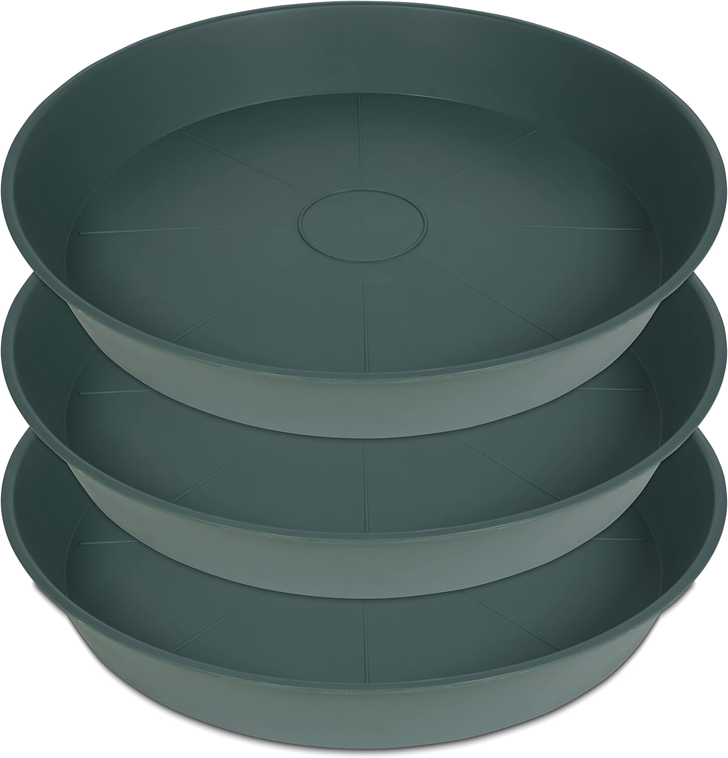 3 Pack of 25 26 inch Plant Saucer (22.7 Inch Base), 4.2" Depth, Large Deep Plastic Flower Planter Water Trays for Indoors Outdoor Bath Bath, Plant Drip Trays for Pot (26", Green)