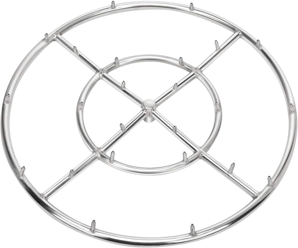 Stanbroil 24" High Flame Round Jet Burner Ring for Natural or Propane Gas Fire Pit, 304 Series Stainless Steel, Double Ring