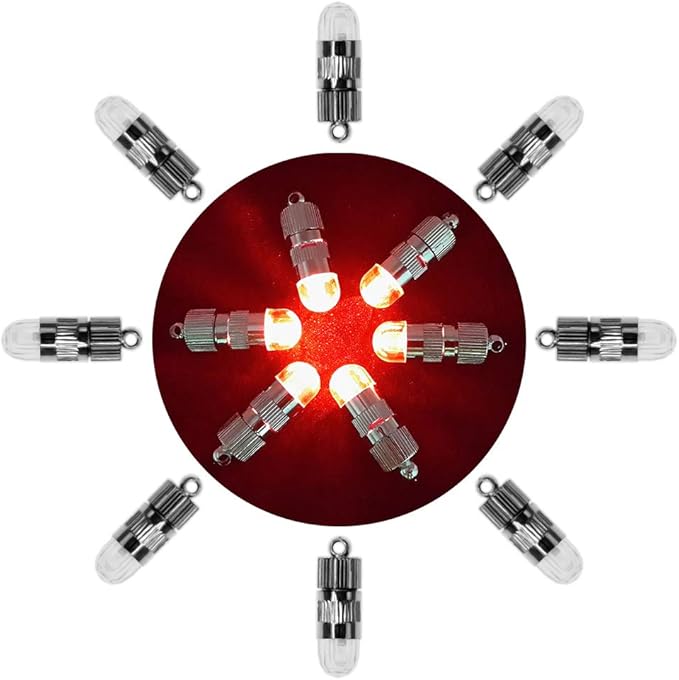 SumDirect Pack of 12 LED Mini Non-Blinking Lights for Paper Lanterns Balloons Floral Wedding Halloween Christmas Party Decoration Centerpieces (12, Red)