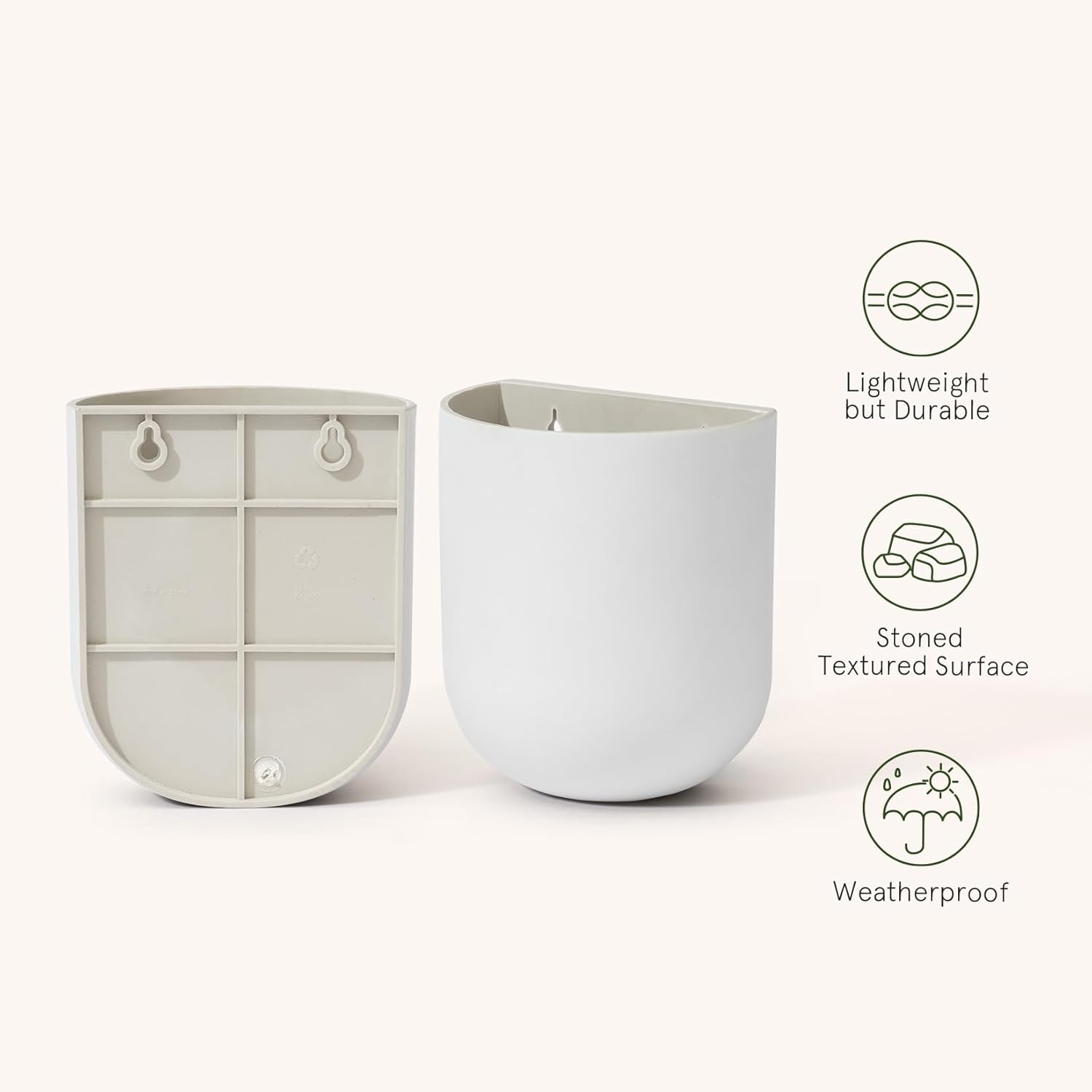 La Jolie Maison Wall Hanging Planters for Indoor Plants，Hanging Flower Pots for Air Plants Succulent, Set of 2, 6 Inch, Porcelain White