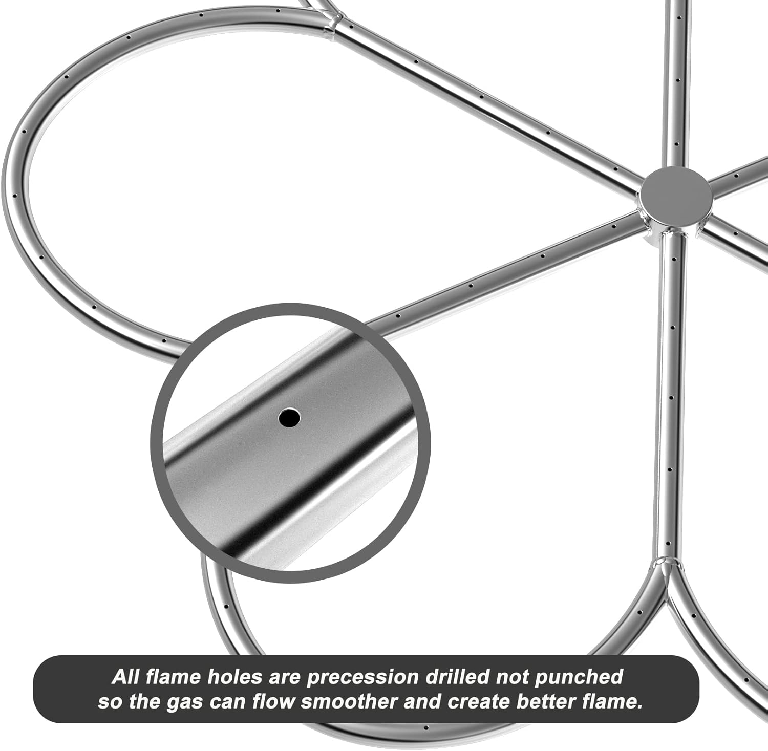 Skyflame 36-Inch Fire Pit Burner, 304 Stainless Steel Flower-Shape Burner Ring for Fire Pit, Natural Gas & Propane Fireplace, Max BTU 443K