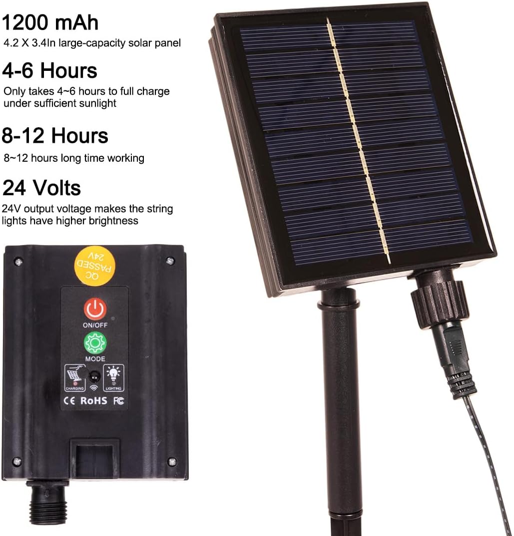 Solar String Lights for Outside High Bright Outdoor Waterproof Solar Powered String Lights with Remote for Tree Garden Backyard Patio Porch (Warm White, 66FT 200 LED)
