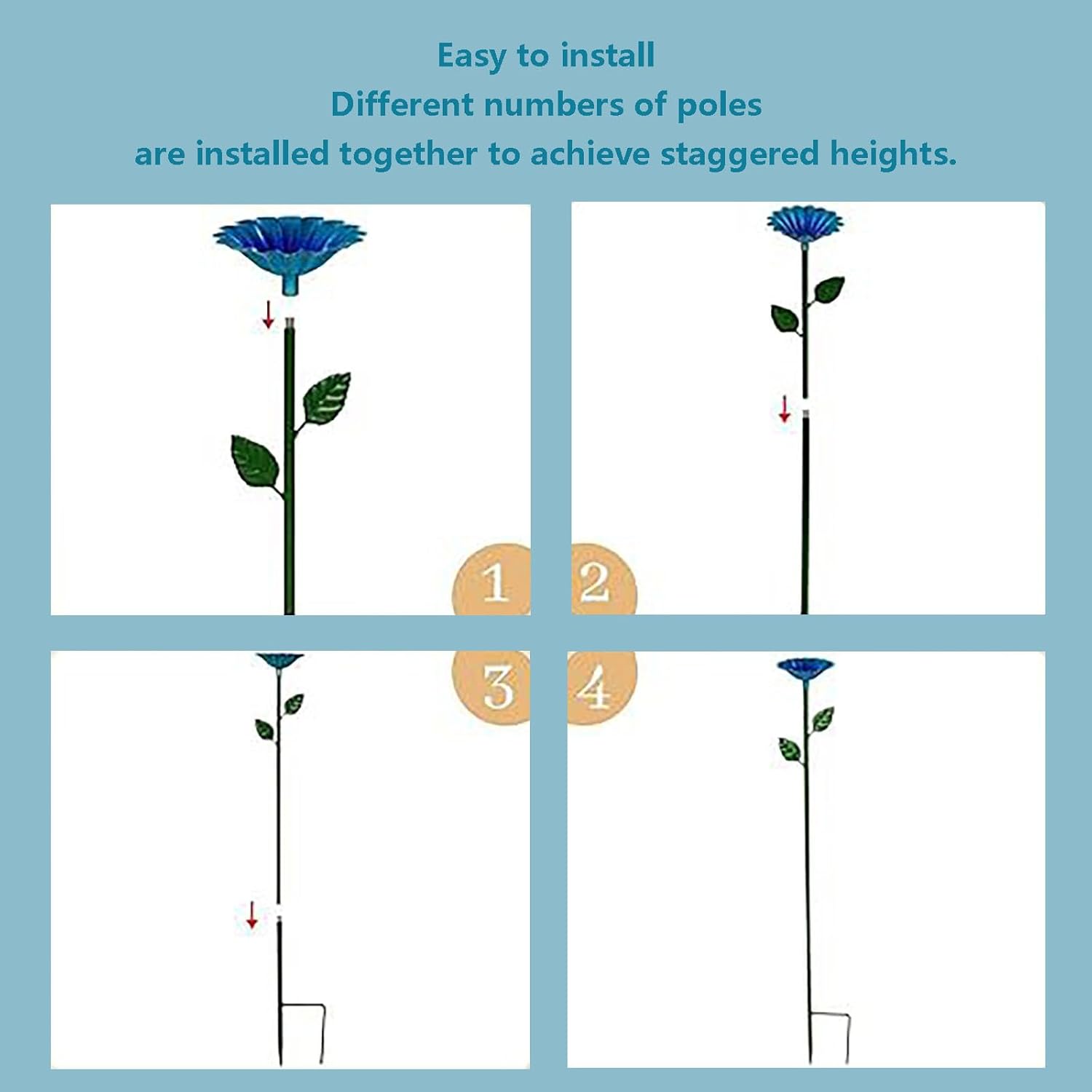 4 Pack Bee Watering Station, Metal Bee Feeder Cups with Colorful Flower Design,Butterfly Bee Bath Bowl for Outdoor Garden Yard Decor (Green, Blue, Yellow, Purple)