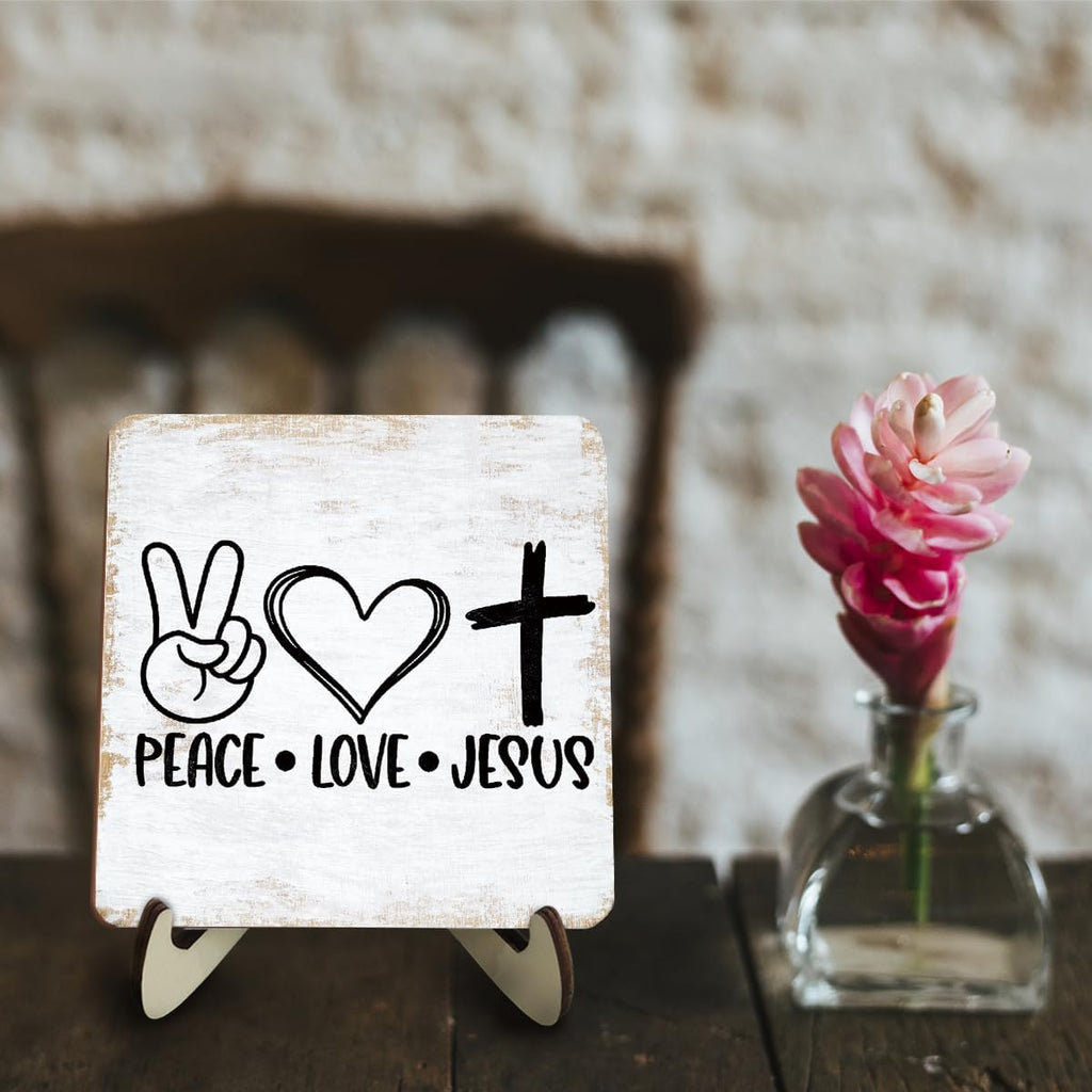 Inspirational Wood Sign Rustic Desk Decor Home Farmhouse Office Work Table Desk Accessories Decorative Christian Religious Bible Verse Faith Decorations Office Supplies Living Room Cubicle Decor