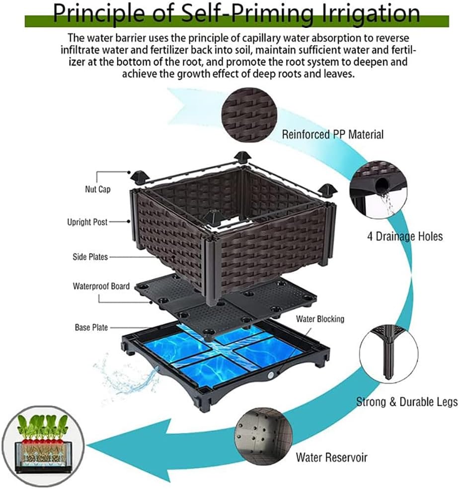 Raised Garden Bed Large Planters for Outdoor Plants Elevated Rectangular Garden Box Kits for Gardening, Vegetables, Flowers and Herbs in Backyard Patio Balcony