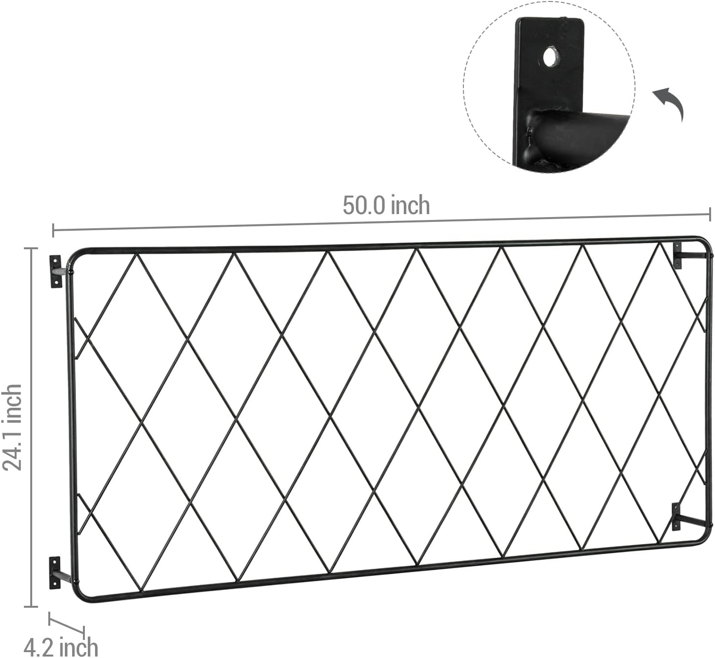 MyGift 50"x24" Wall Mounted Garden Trellis, Black Metal Lattice Panels for Outside, Hanging Lattice Support Frame for Outdoor or Indoor Climbing Plants, Set of 2 Panels