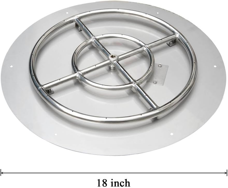 Stanbroil Stainless Steel 18" Round Flat Fire Pit Burner Pan w/12 Fire Ring Installed, BTU 92,000 Max
