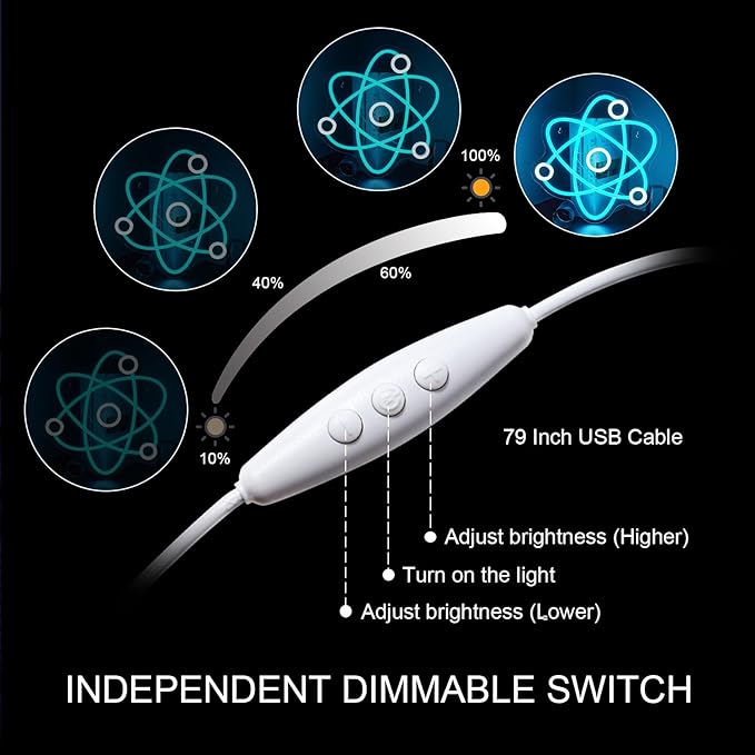 Molecule Neon Sign Blue White Led Neon Lights Neon Bar Signs for Wall Decor USB Light Up Sign Neon Molecular Structure Signs for Boys Room Party Kids Room Birthday