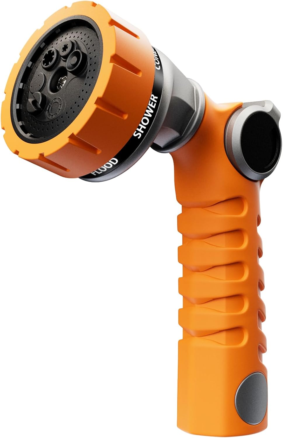 RESTMO Heavy Duty Hose Nozzle, Metal Garden Water Hose Sprayer with 7 Watering Patterns, Thumb Control, On Off Valve, High Pressure Nozzle Sprayer for Watering Plants, Car and Pet Washing, Orange