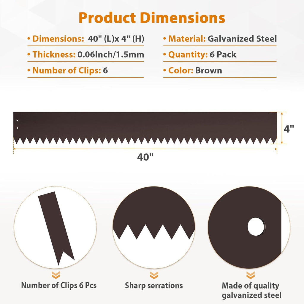 4 Inch Metal Landscape Edging, 6 Pack Heavy Duty Galvanized Steel Garden Edging, Hammer-in Metal Edging for Landscaping for Lawn, Pathway, Yard