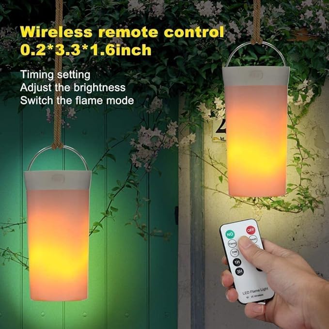 Led Flame Light,USB Rechargeable LED Fire Candles Outdoor Hanging Lamps with Remote for Home Party Halloween Christmas Decoration (Warm White)