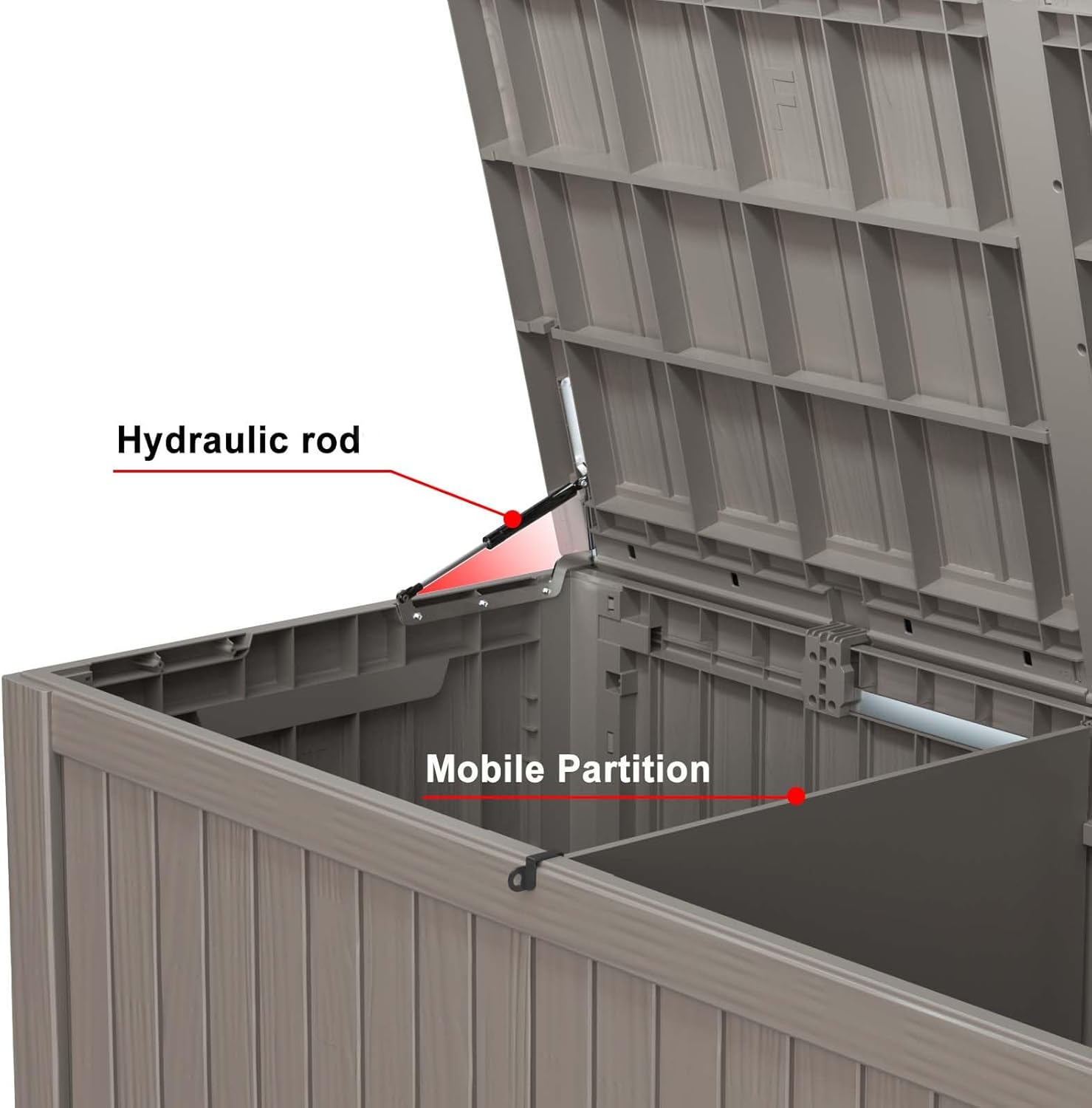150 Gallon Outdoor Deck Box,Storage Lockable Waterproof Patio Furniture,Garden Tools,Cushions,Pool Accessories Outside Storage Resin Box(Grey)