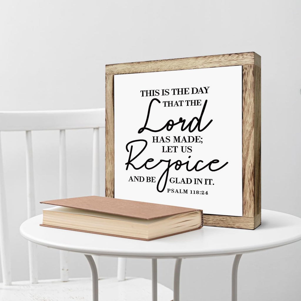 Scripture Sign, This is The Day That The Lord has Made Sign, Wooden Plaques Box Signs, Christian Wood Sign, Bible Verse Decor, Table Shelf Decoration, Psalm 118:24 Sign, Housewarming Gift