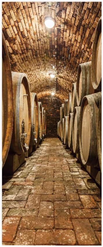3D Door Stickers Murals Peel and Stick - Wine Cellar - Door Wallpaper Self-Adhesive Door Decals Removable PVC Waterproof Door Poster for Bedroom Living Room Door Decoration 31.5" x 78.7"