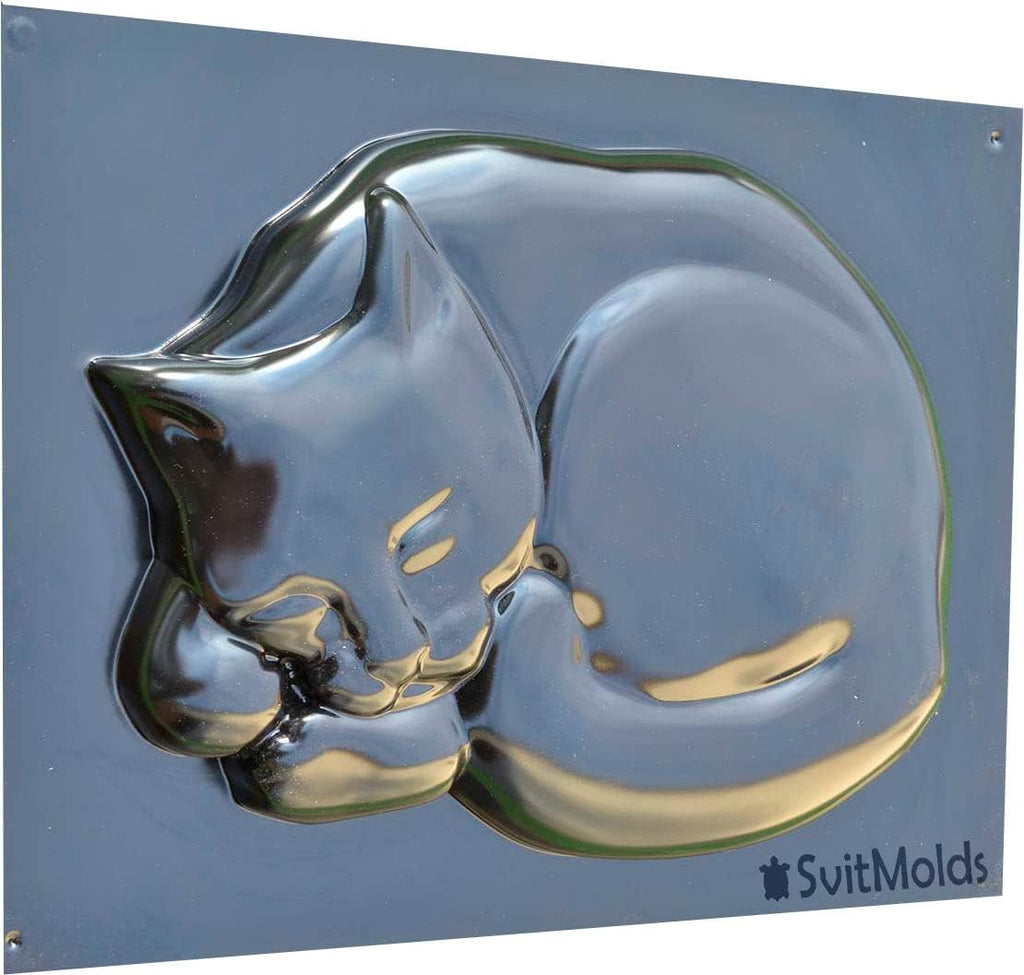 Concrete Mold DIY Cat Stepping Stone Mould Plaster Concrete Sleeping Cat Garden Path Patio or Yard Size14,6" x10,9 x1,6 S03