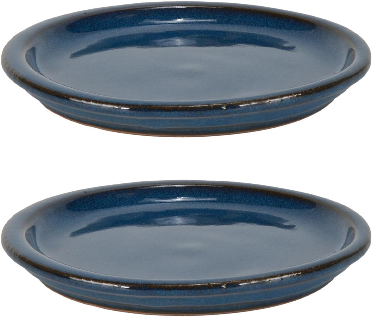 W&W Ceramic Plant Saucer - Plant Trays for Indoor Pots (Blue, 10 inches, 2 Packs)