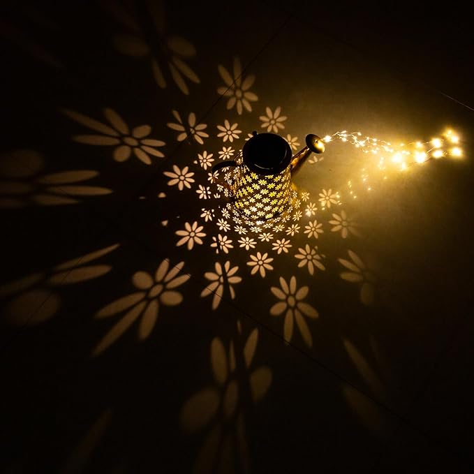 Garden Decor Solar Lights Outdoor Large Hanging Waterproof Watering Can Landscape Lights Outside Decorations for Yard Front Porch Patio Backyard Gardening Gift for Mom Grandma Women Birthday