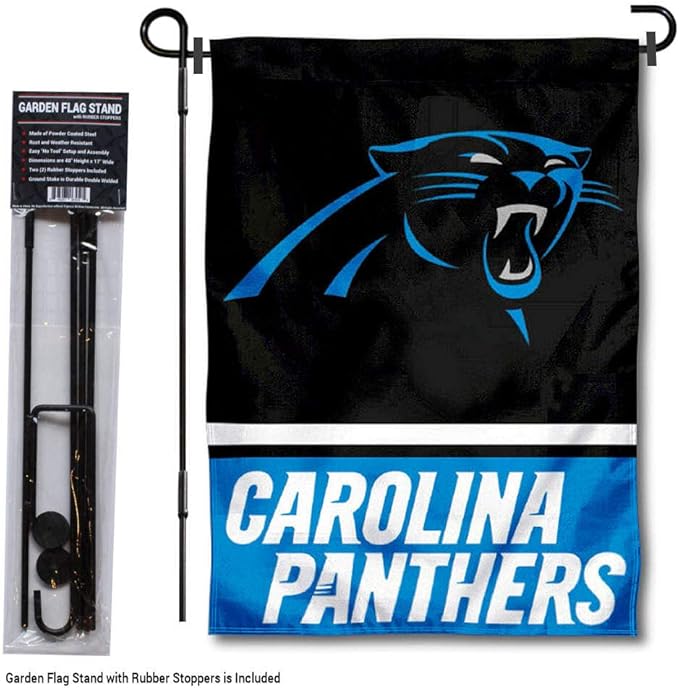 WinCraft Carolina Panthers Garden Flag with Stand Holder