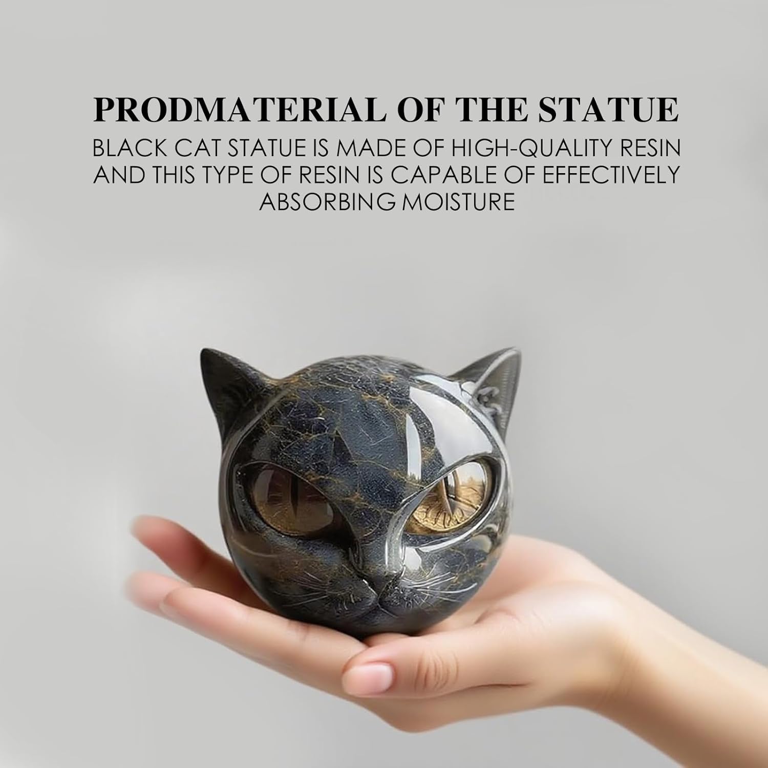 Luxury Black Cat Stone Sculpture – Elegant Home Décor & Gift-Ready Art Piece, Hand-Carved Crystals and Healing Stones Carved, for Cat Lovers (1*pcs)