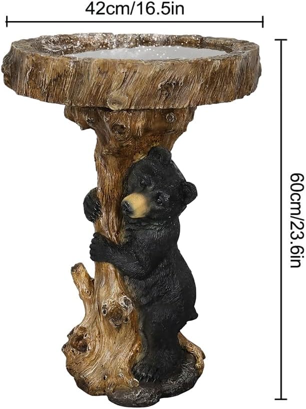 23.6”Tall Resin fiber Outdoor Bird Baths for Garden - Standing Birdbath, Woodland Tree Trunk Decoration Yard Statue，Pedestal Birdbaths, Garden, Patio, Lawn, Backyard (24inch)