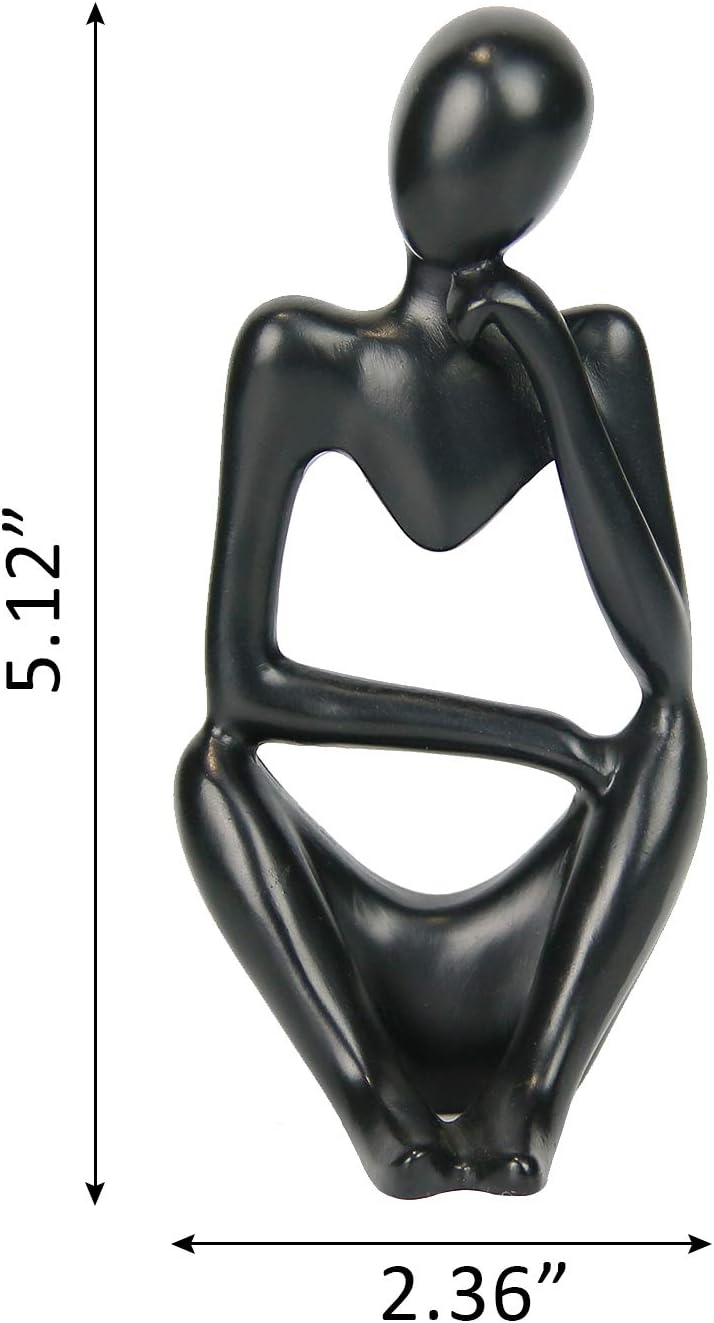 INNOLITES Resin Statue Thinker Style Decoration Abstract Sculptures Collectible Figurines for Home Decor Modern Office Shelf Desktop (Black-Right)
