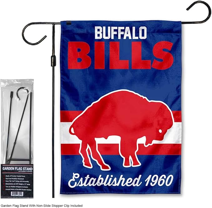 WinCraft Bills Retro Garden Flag and Stand Pole Holder Mount