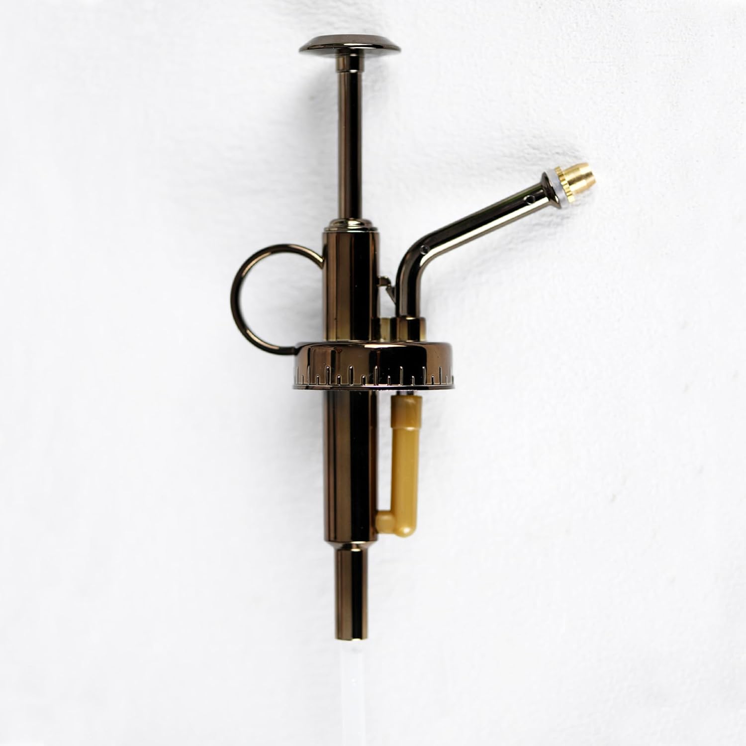 11.8 Ounce Glass Plant Spray Bottle, Glass Leaf Print One Handed Watering Can with Antique Brass Plastic One Handed Top Pump, 7.6 Inch Tall Indoor and Outdoor Plant Small Spray Bottle (Blue)