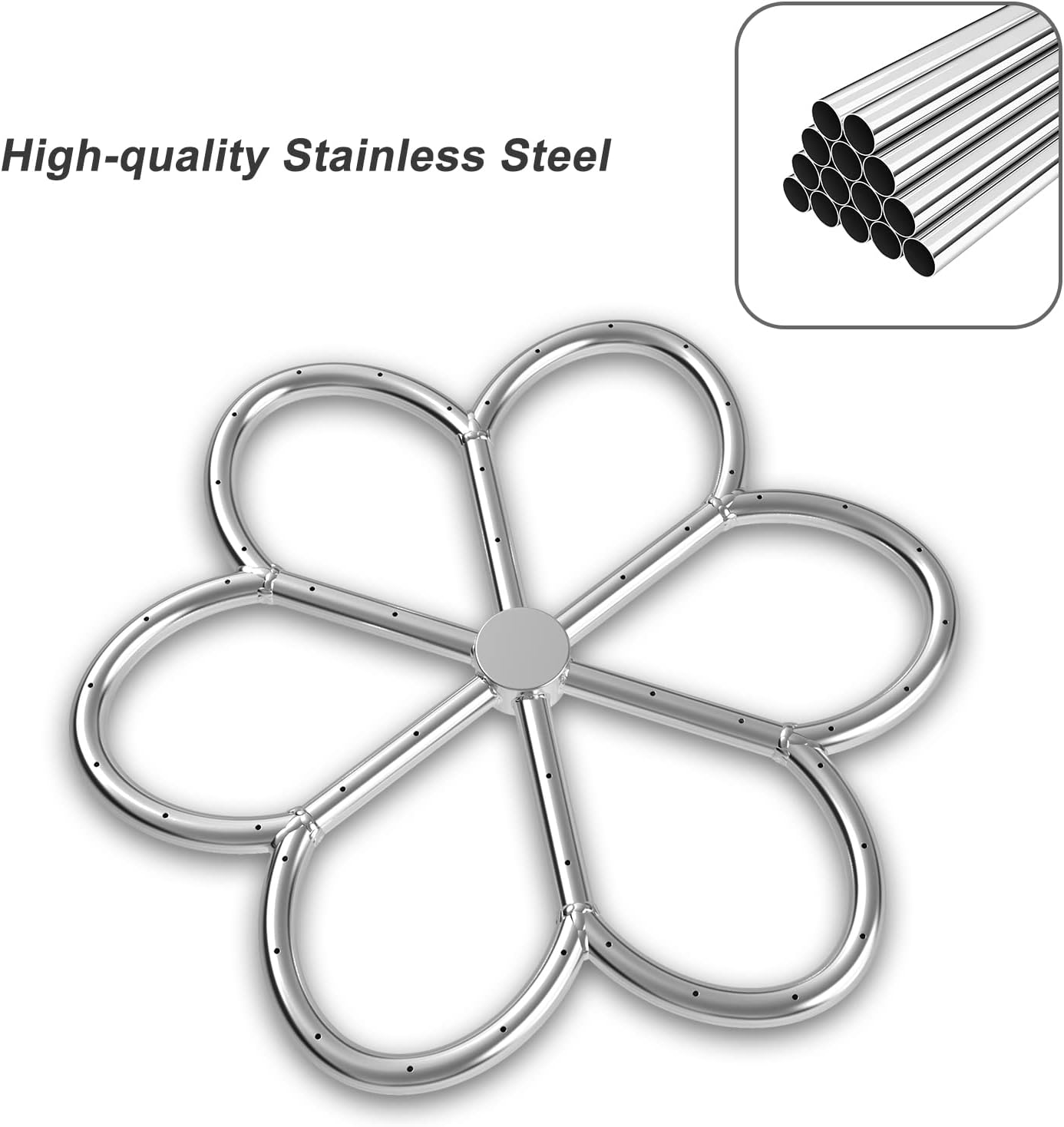 Skyflame 18-Inch Stainless Steel Flower-Shape Fire Pit Burner Ring for Fire Pit, Natural Gas & Propane Fireplace, Indoor/Outdoor, Max BTU 147K…
