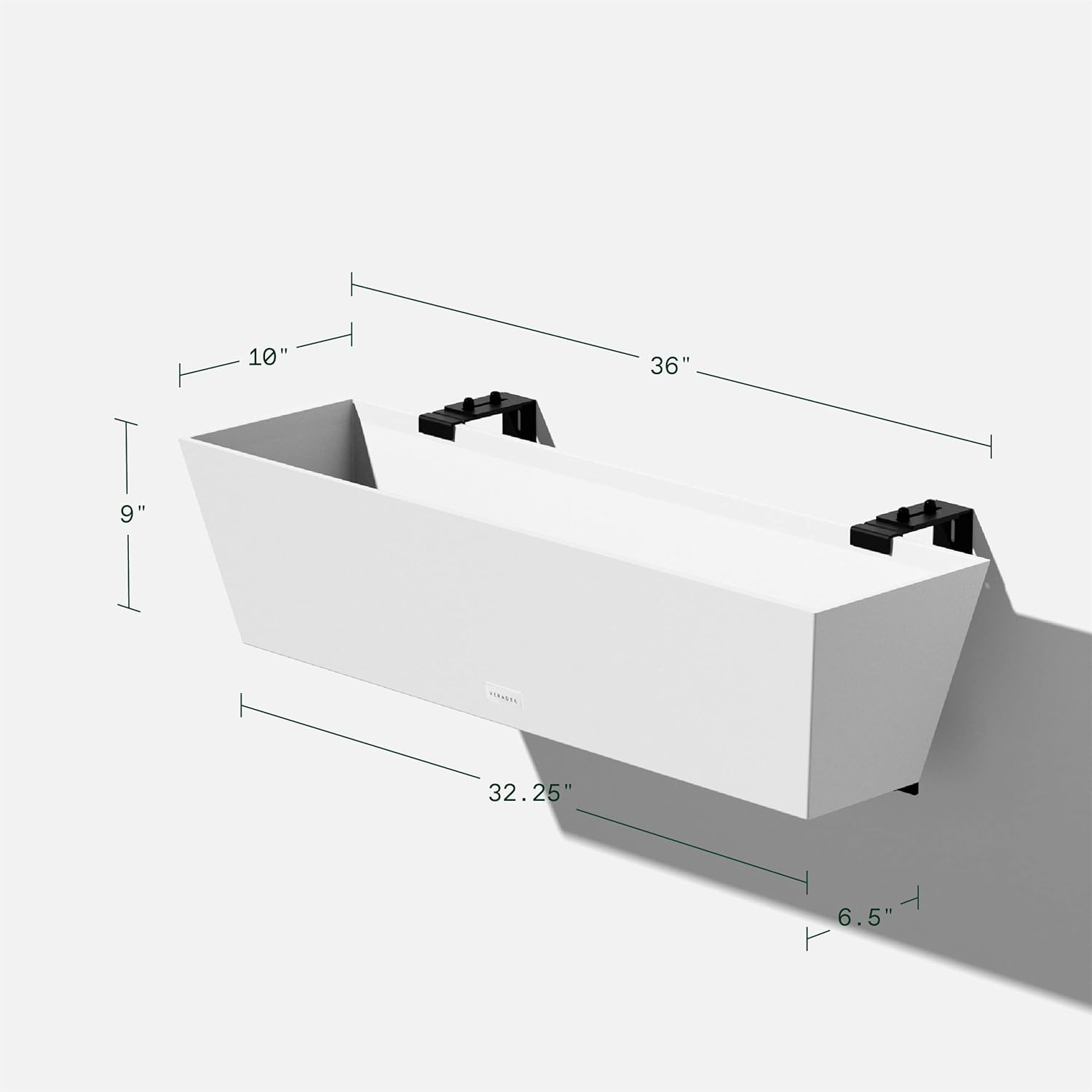 Veradek Pure Series Railing Planter - Plastic Hanging Planter for Outdoor Balcony/Fence | Durable All-Weather Use with Adjustable Brackets | Modern Décor for Flowers, Succulents, Hanging Plants