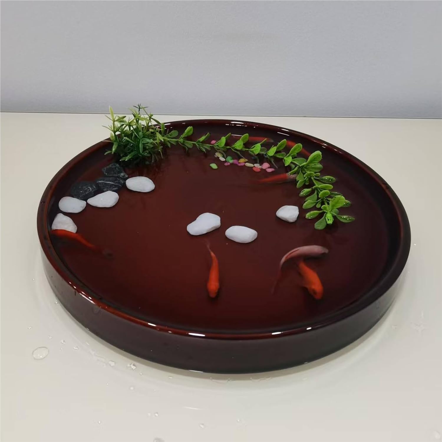 Ceramic Plant Saucer 10 Inch, Round Plant Trays for Indoors/Outdoors, Flower Pot Saucers for Holding Water Drips and Soil, Ceramic Drainage Tray for Plant Pot (Brown)